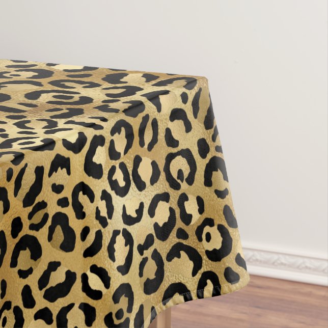 Leopard Print Pattern in Gold and Black Tablecloth (In Situ)