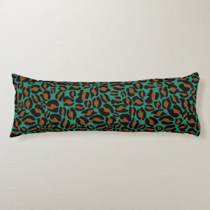 Leopard Print Pattern Jungle Green brown Body Pillow
