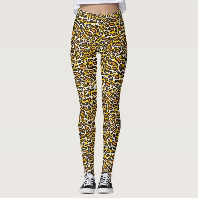 Leopard Print Pattern Leggings (Front)