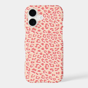 Leopard Print Pattern Living Coral White