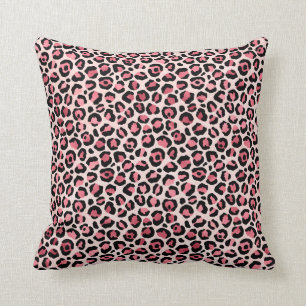 Leopard Print Pattern Pink and Brown Double Sided Throw Pillow