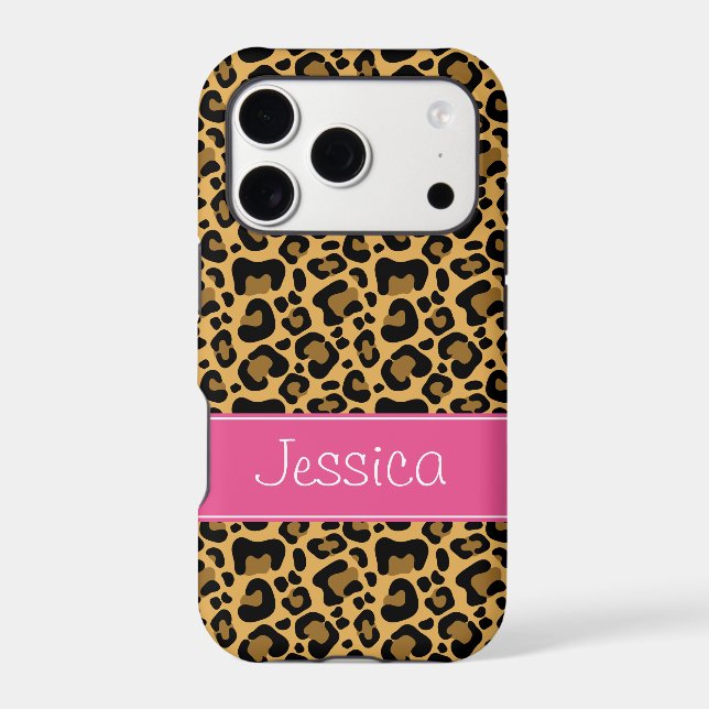 Leopard Print Pattern Pink Personalized (Back)