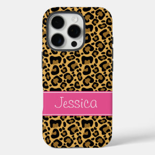 Leopard Print Pattern Pink Personalized iPhone 16 Pro Case