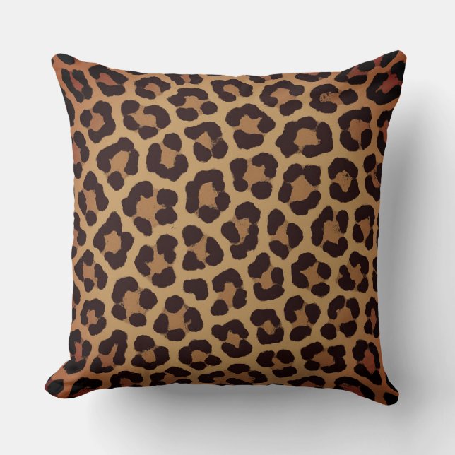Leopard Print Pattern Throw Pillow (Front)