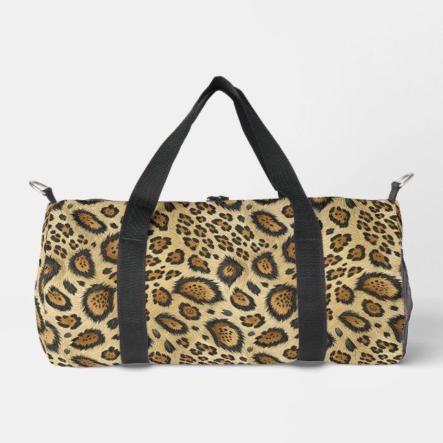 Leopard Print Pattern – Wild Animal Skin Design Duffle Bag (Front)