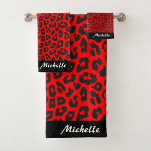 Leopard Print Personalized  Bath Towel Set
