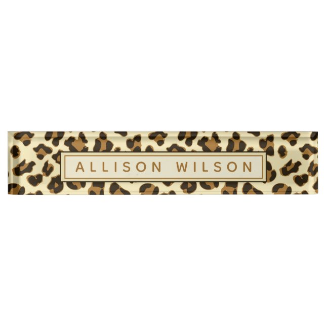 Leopard Print - Personalized Desk Name Plate (Front)