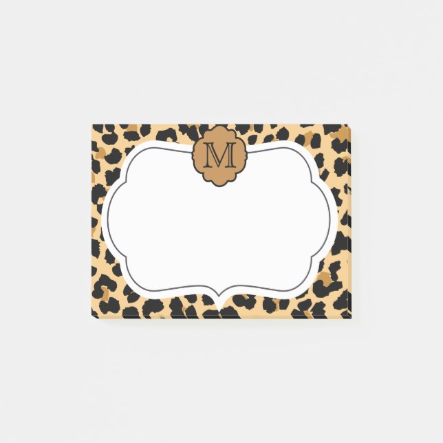 Leopard Print Personalized Monogram Post-It Notes (Front)