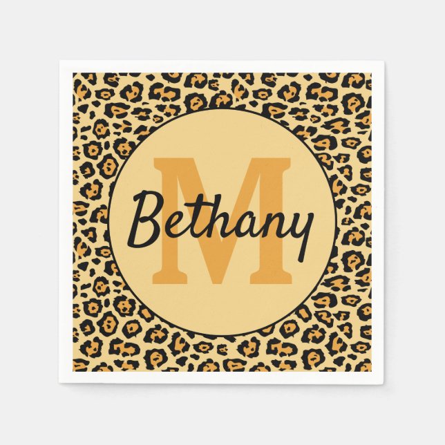 Leopard Print Personalized  Napkin (Front)