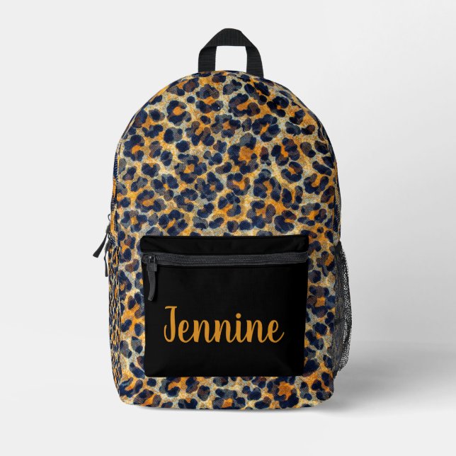 Leopard Print Personalized  Printed Backpack (Front)