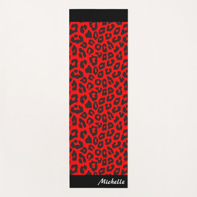 Leopard Print Personalized  Yoga Mat (Front)