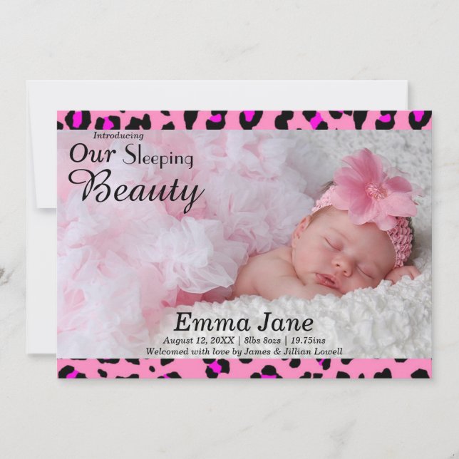 Leopard Print Photo - Birth Announcement (Front)