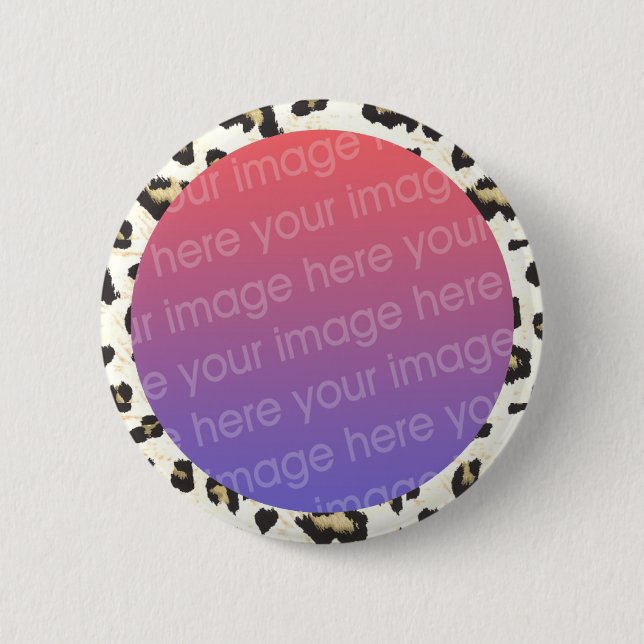 leopard print photo frame border 2 inch round button (Front)