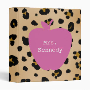 Leopard Print Pink Apple Teacher Binder