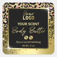 Leopard Print Pink Black Gold Body Butter Labels