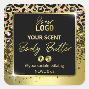 Leopard Print Pink Black Gold Body Butter Labels