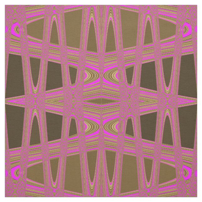 Leopard Print Pink Brown Zigzag Diamond Pattern Fabric (Swatch)