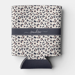 Leopard print pink custom name can cooler