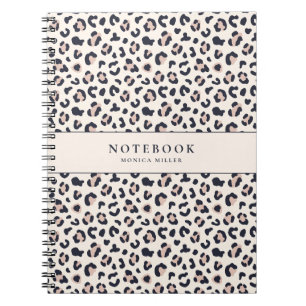 Leopard print pink custom name notebook