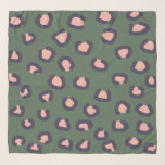 Leopard Print Pink Dark Blue and Green Scarf<br><div class="desc">Fashionable chiffon scarf with large leopard print in pink and dark blue on a green background. Exclusively designed for you by Happy dolphin studio.</div>