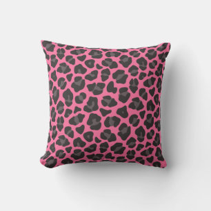 Leopard Print Pink Grey Throw Pillow