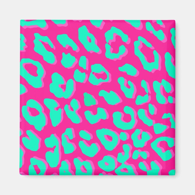 Leopard Print Pink Mint Magnet (Front)