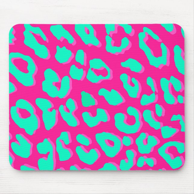 Leopard Print Pink Mint Mouse Pad (Front)