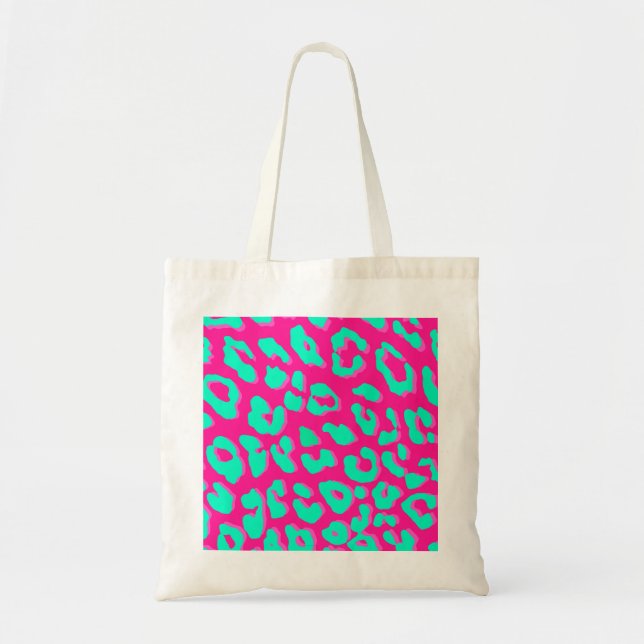 Leopard Print Pink Mint Tote Bag (Front)