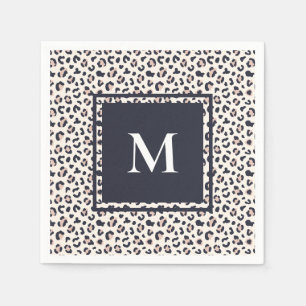 Leopard print pink monogram napkin