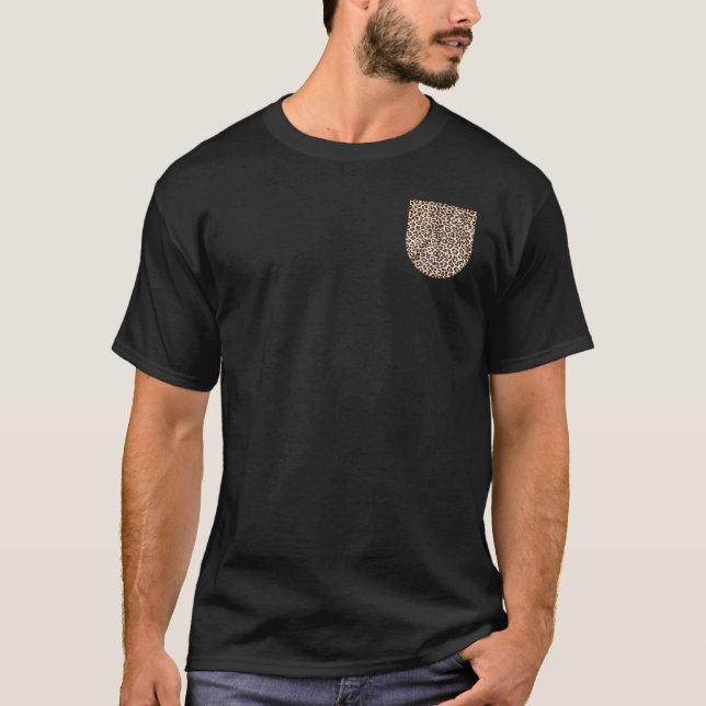 Leopard Print Pocket Design for A Cool Wild Cat An T-Shirt (Front)