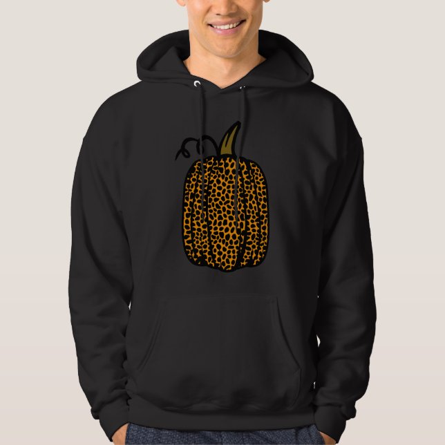 Leopard Print Pumpkin Cute Fall Hoodie (Front)