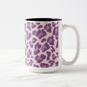 Leopard Print Purple and Lavender Two-Tone Coffee Mug