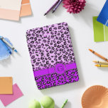 Leopard print purple black monogram  iPad pro cover<br><div class="desc">A unique leopard print style monogram cover in bright purple and contrasting black hues. A perfect gift for a teen girl. Personalize this item with the initial of your choice. This example reads: G. This original case is designed by Sarah Trett for www.mylittleeden.com on Zazzle.</div>