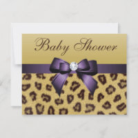Leopard Print, Purple Bow Baby Shower