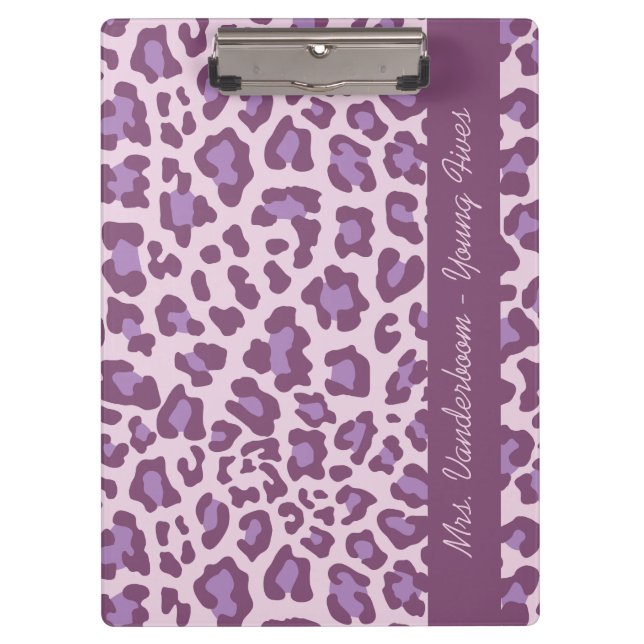 Leopard Print Purple Lavender Custom Clipboard (Front)