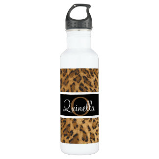 Leopard Print Q monogram initials Water Bottle