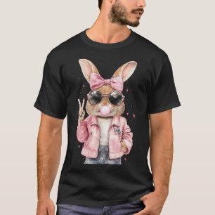 Leopard Print Rabbit Bunny Blowing Bubble Gum East T-Shirt
