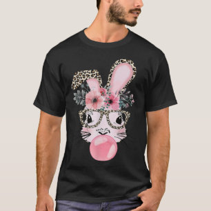 Leopard Print Rabbit Bunny Blowing Bubble Gum East T-Shirt