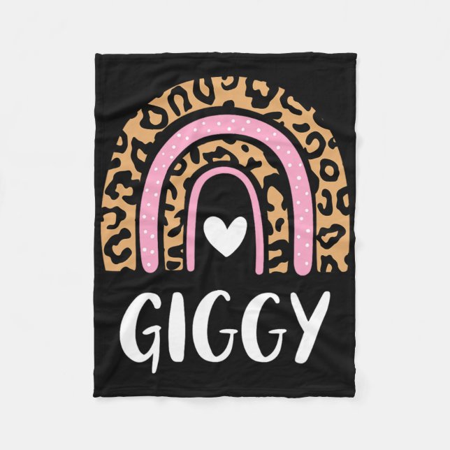 Leopard Print Rainbow Cute Mothers Day Funny Giggy Fleece Blanket (Front)