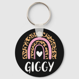 Leopard Print Rainbow Cute Mothers Day Funny Giggy Keychain