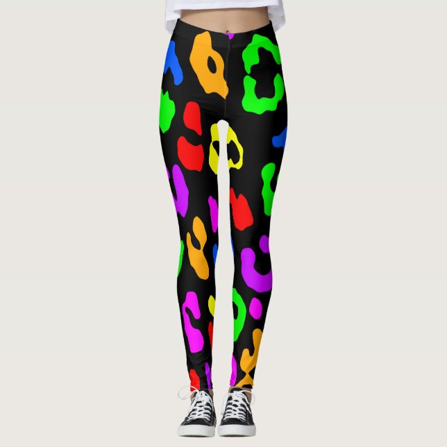 Leopard Print Rainbow Leggings (Front)