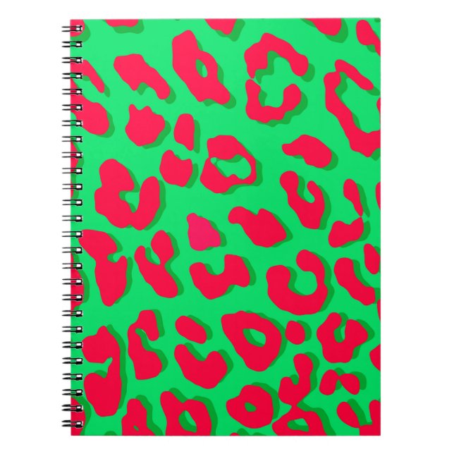 Leopard Print Red Green Notebook (Front)