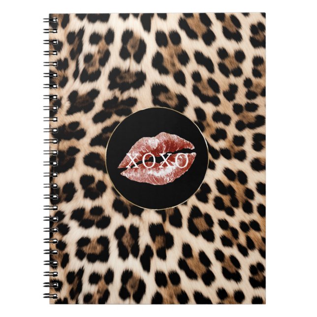 Leopard Print Red Lips XOXO Notebook (Front)