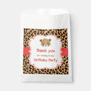 Leopard Print Red Quatre foil Birthday Party Favour Bag