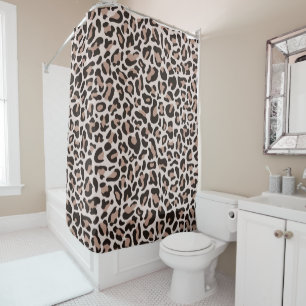 Leopard Print Retro Rose Gold Bath Shower Curtain