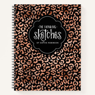 Leopard Print Rose Gold Foil Sketchbook Notebook