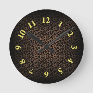 Leopard Print Round Clock