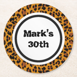 Leopard Print Round Paper Coaster