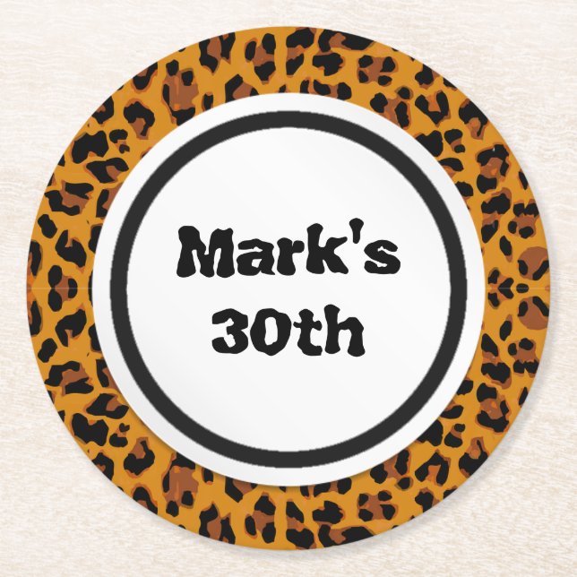Leopard Print Round Paper Coaster (Front)