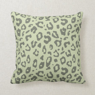 Leopard Print Sage Green and Shades Animal Print Throw Pillow